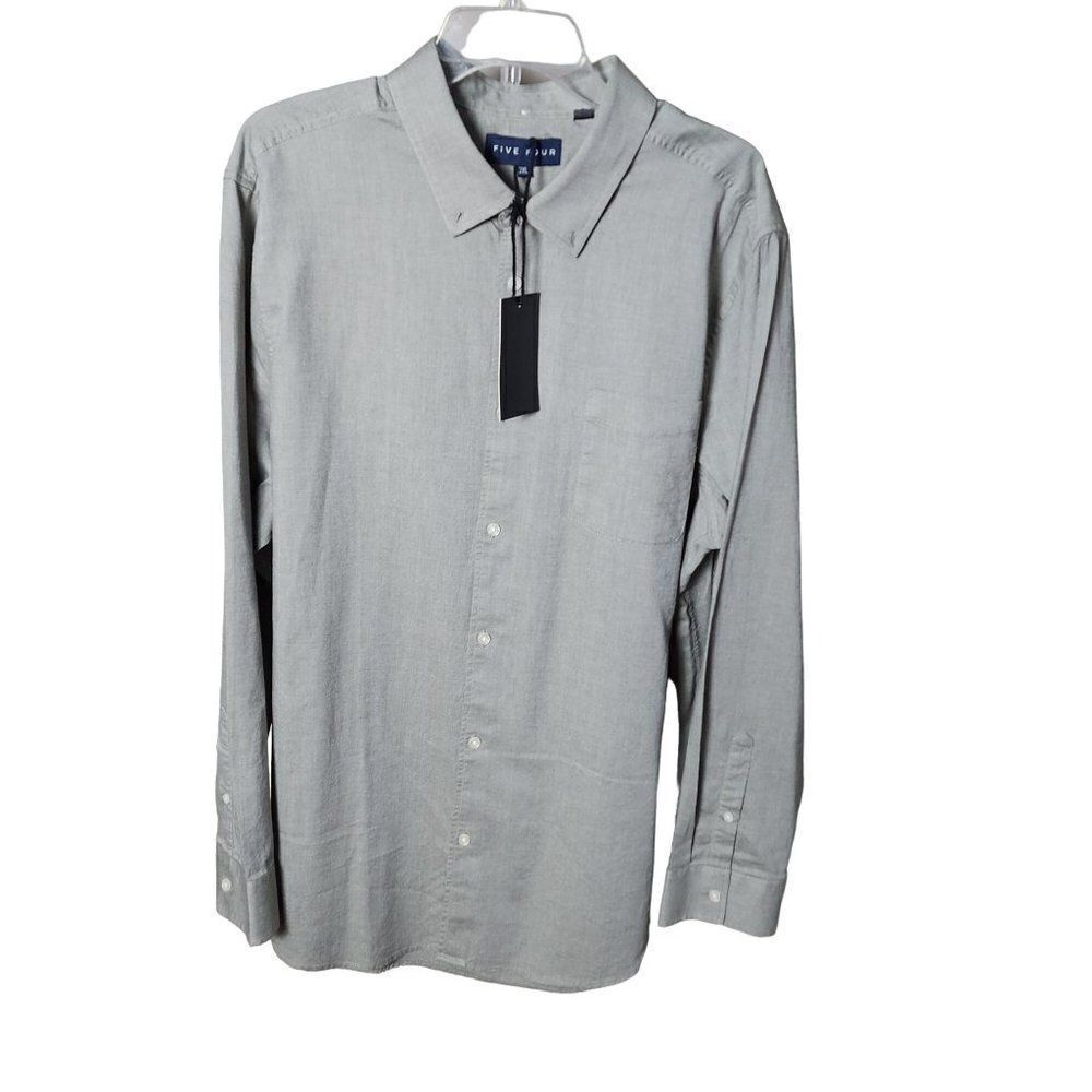 FIVE FOUR Men's 2XL NWT Long Sleeve Grey Dress Shirt.